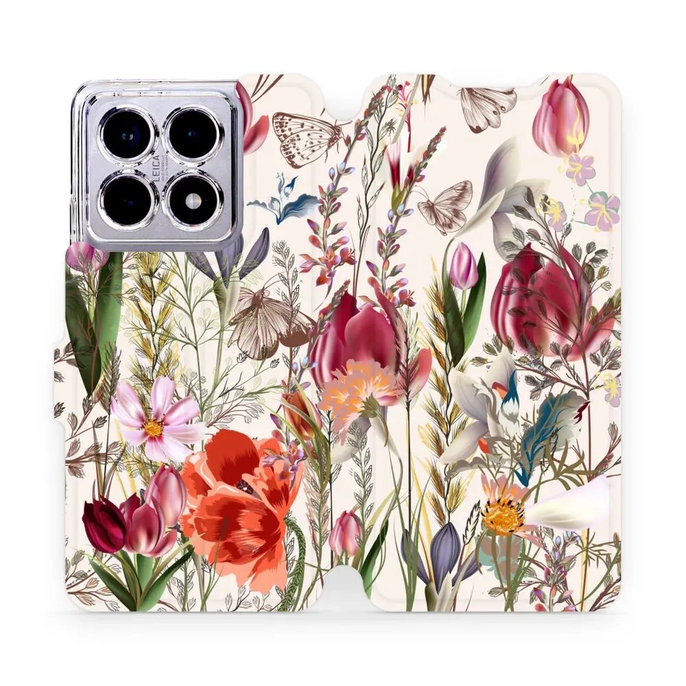 Flipové pouzdro Mobiwear - Xiaomi 14T - MP01S Rozkvetlá louka