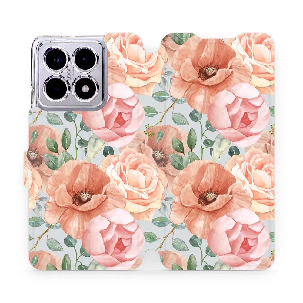 Flipové pouzdro Mobiwear - Xiaomi 14T - MP02S Pastelové květy