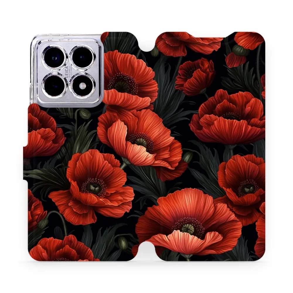 Flipové pouzdro Mobiwear - Xiaomi 14T - VP45S Temné červené květy