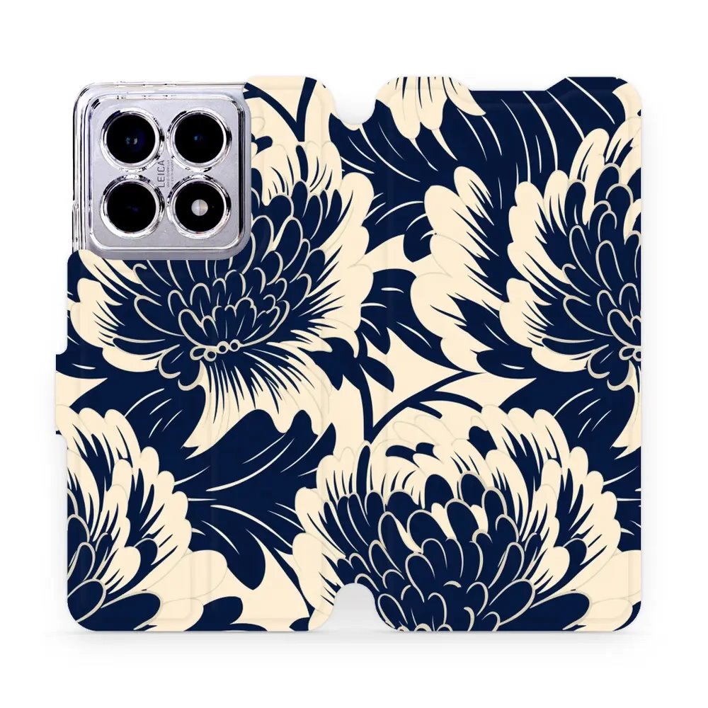Flipové pouzdro Mobiwear - Xiaomi 14T - VA40S Modré a béžové květy