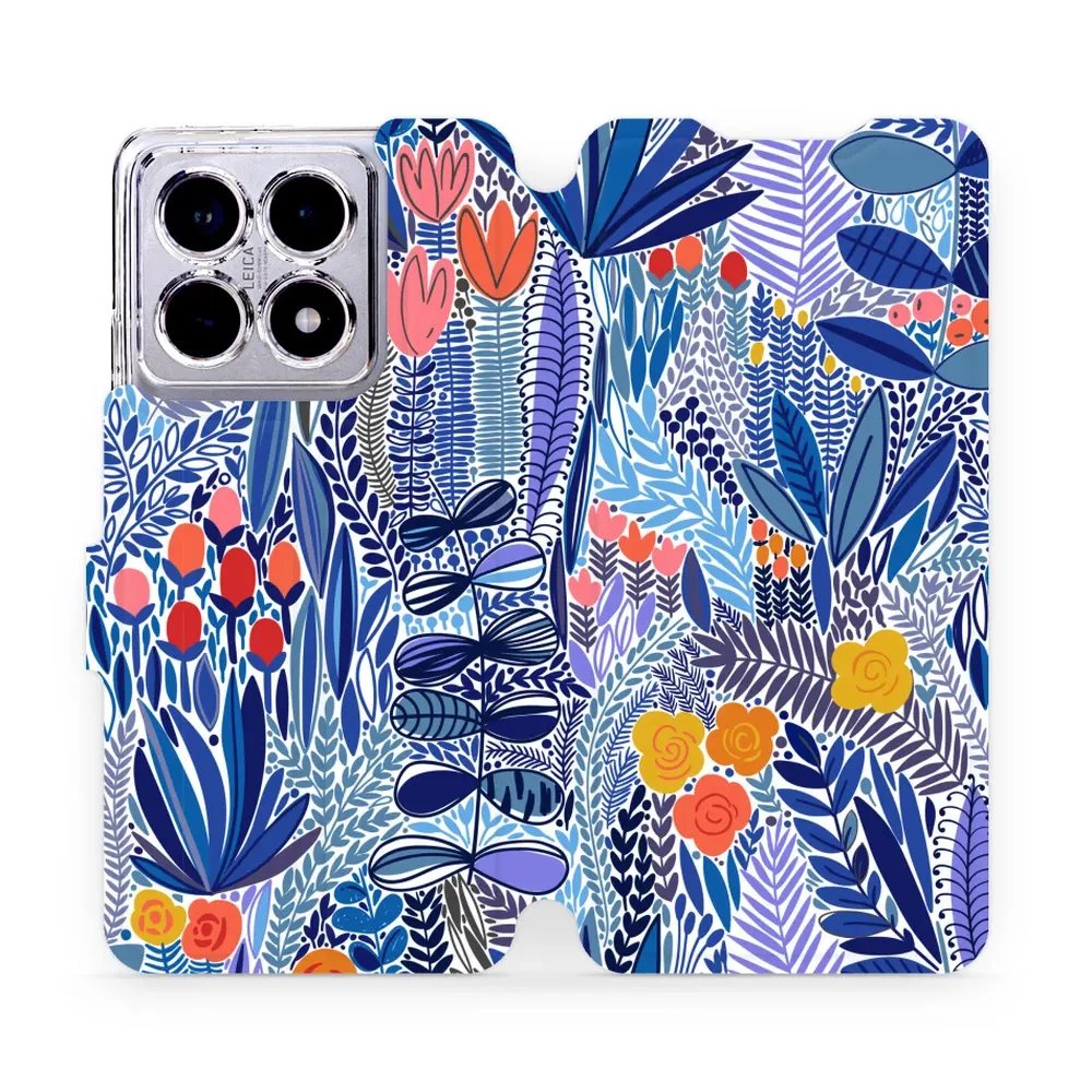 Flipové pouzdro Mobiwear - Xiaomi 14T Pro - MP03P Modrá květena