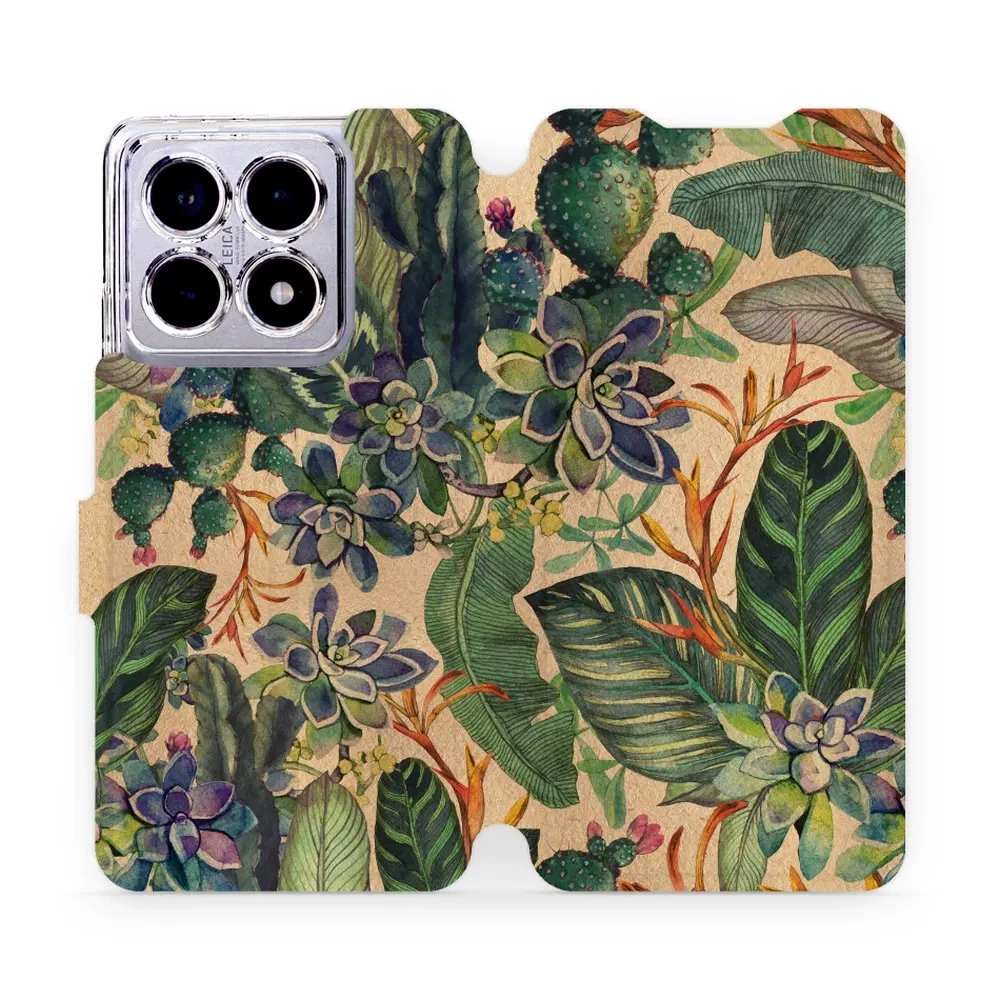 Flipové pouzdro Mobiwear - Xiaomi 14T Pro - VP05S Sukulenty