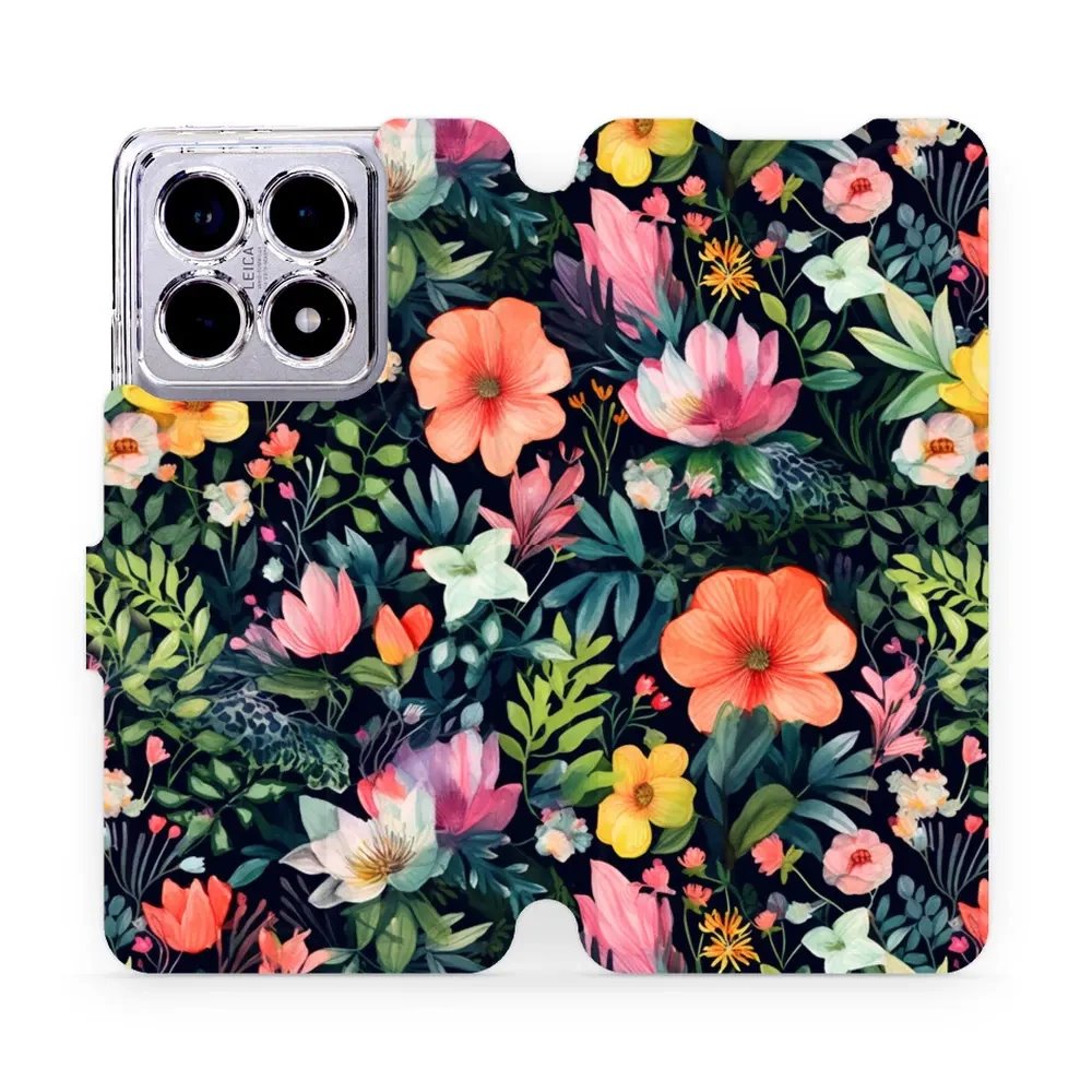 Flipové pouzdro Mobiwear - Xiaomi 14T Pro - VP48S Pestré kvítky