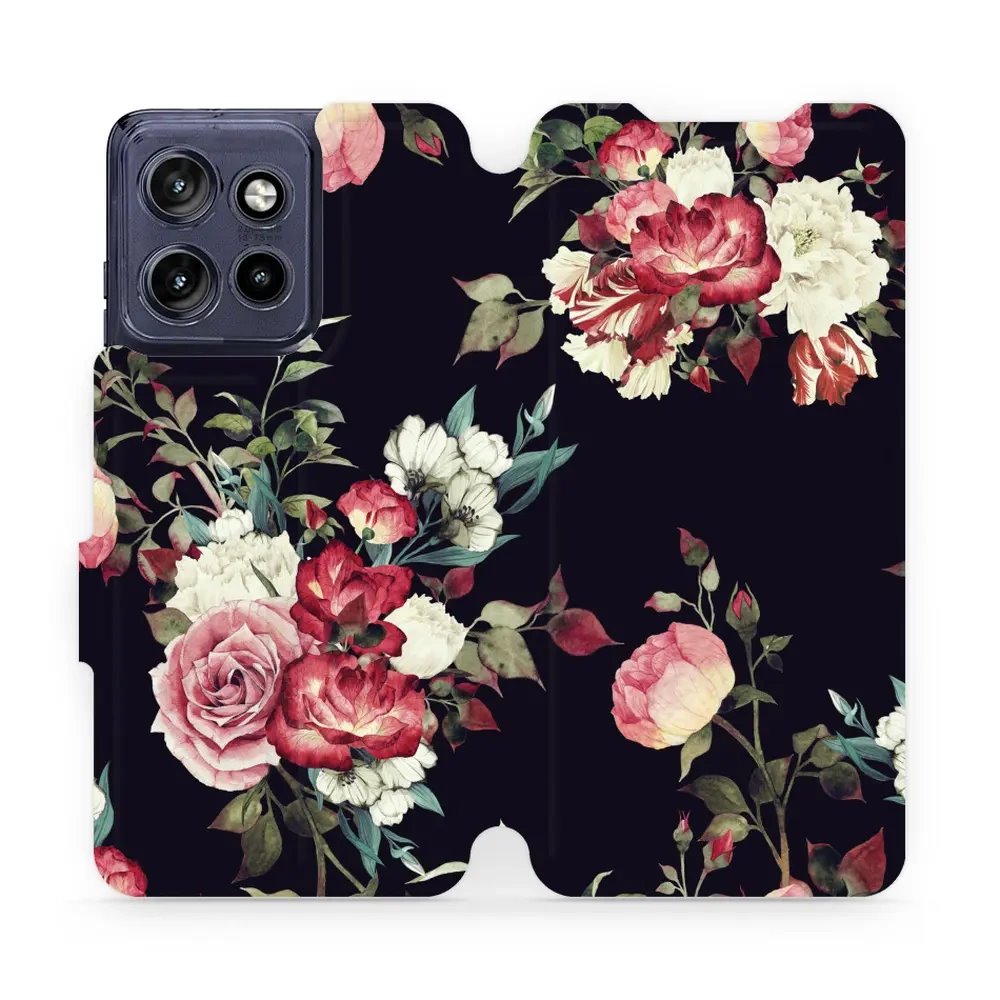 Flipové pouzdro Mobiwear - Motorola Edge 50 Neo - VD11P Růže na černé