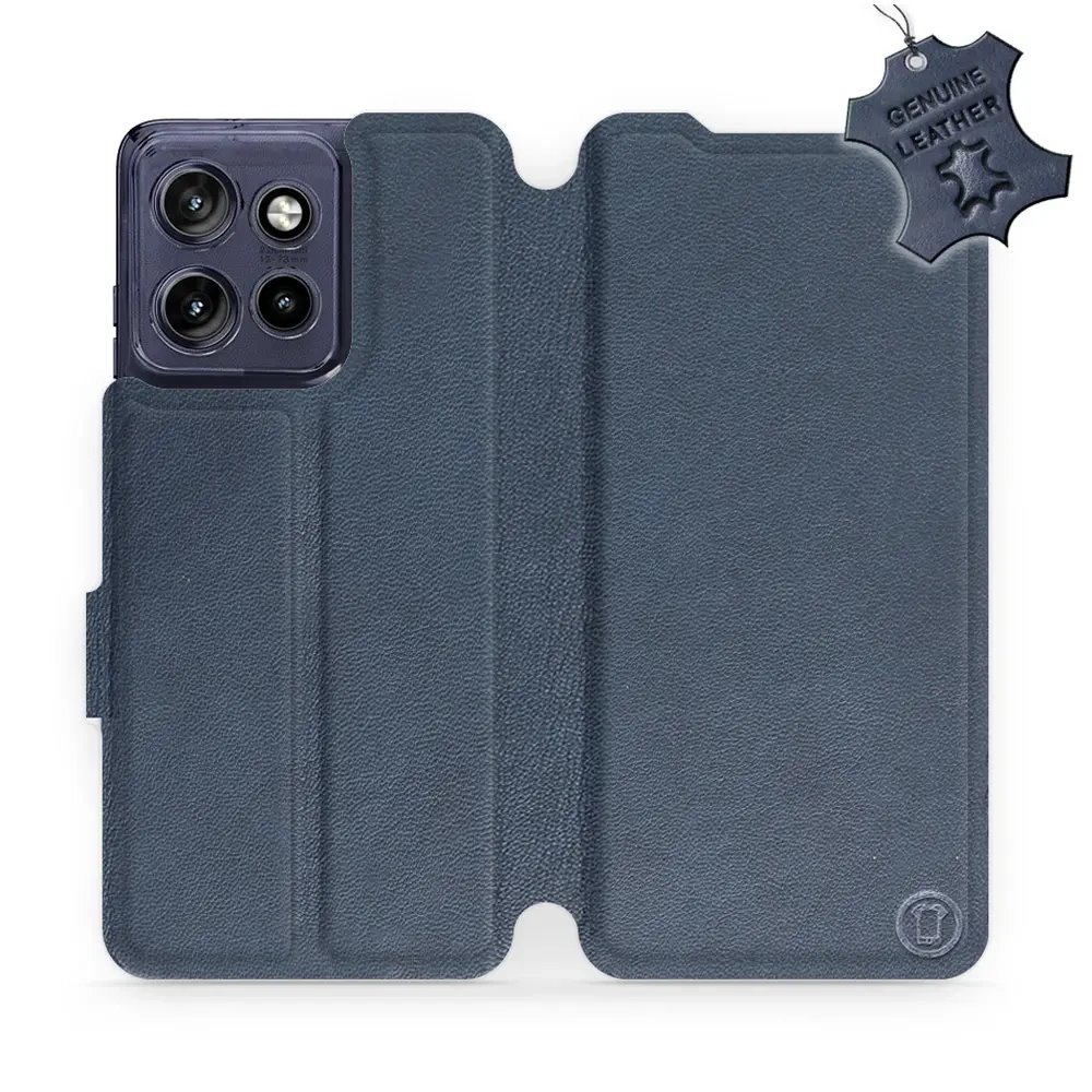 Kožené flip pouzdro Mobiwear - Motorola Edge 50 Neo - Modré