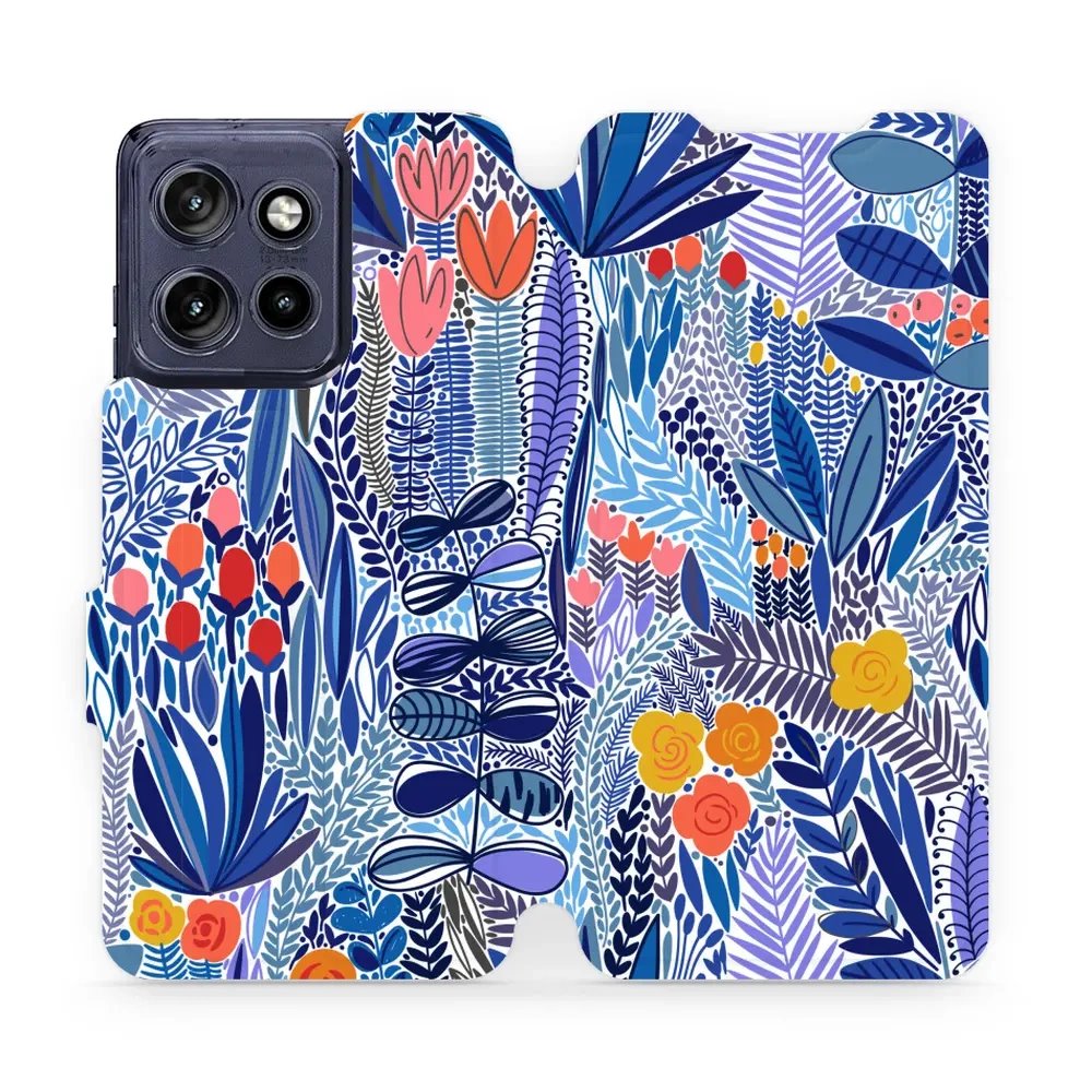 Flipové pouzdro Mobiwear - Motorola Edge 50 Neo - MP03P Modrá květena