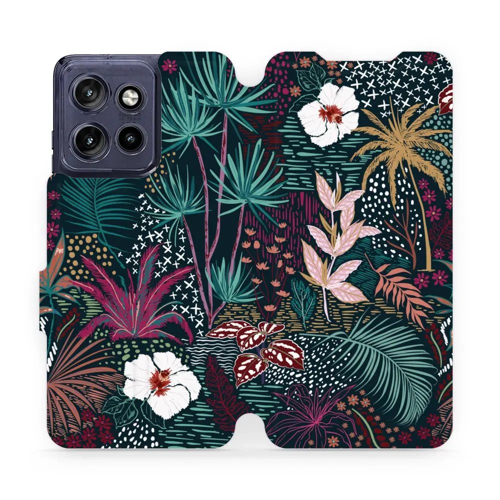 Flipové pouzdro Mobiwear - Motorola Edge 50 Neo - VP13S Temná flóra