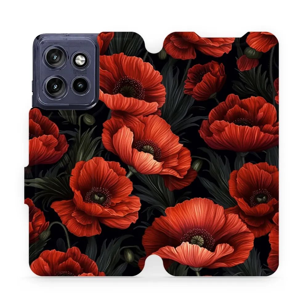 Flipové pouzdro Mobiwear - Motorola Edge 50 Neo - VP45S Temné červené květy