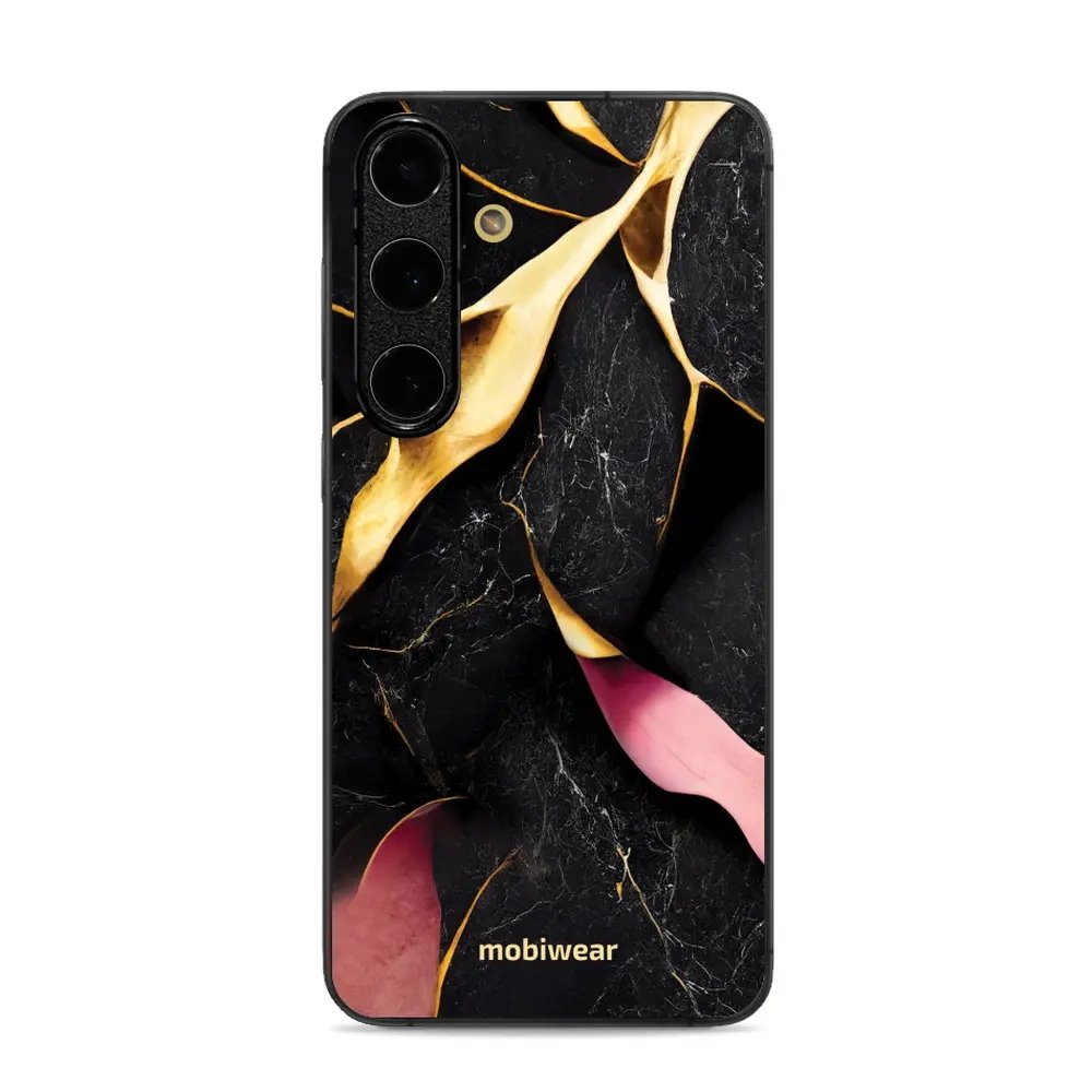Lesklý kryt Mobiwear Glossy - Samsung Galaxy S24 FE - G021G Černý a zlatavý mramor
