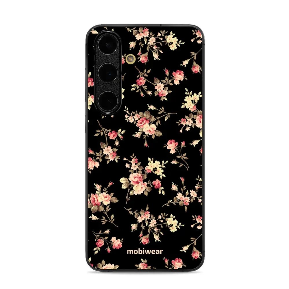 Lesklý kryt Mobiwear Glossy - Samsung Galaxy S24 FE - G039G - Květy na černé