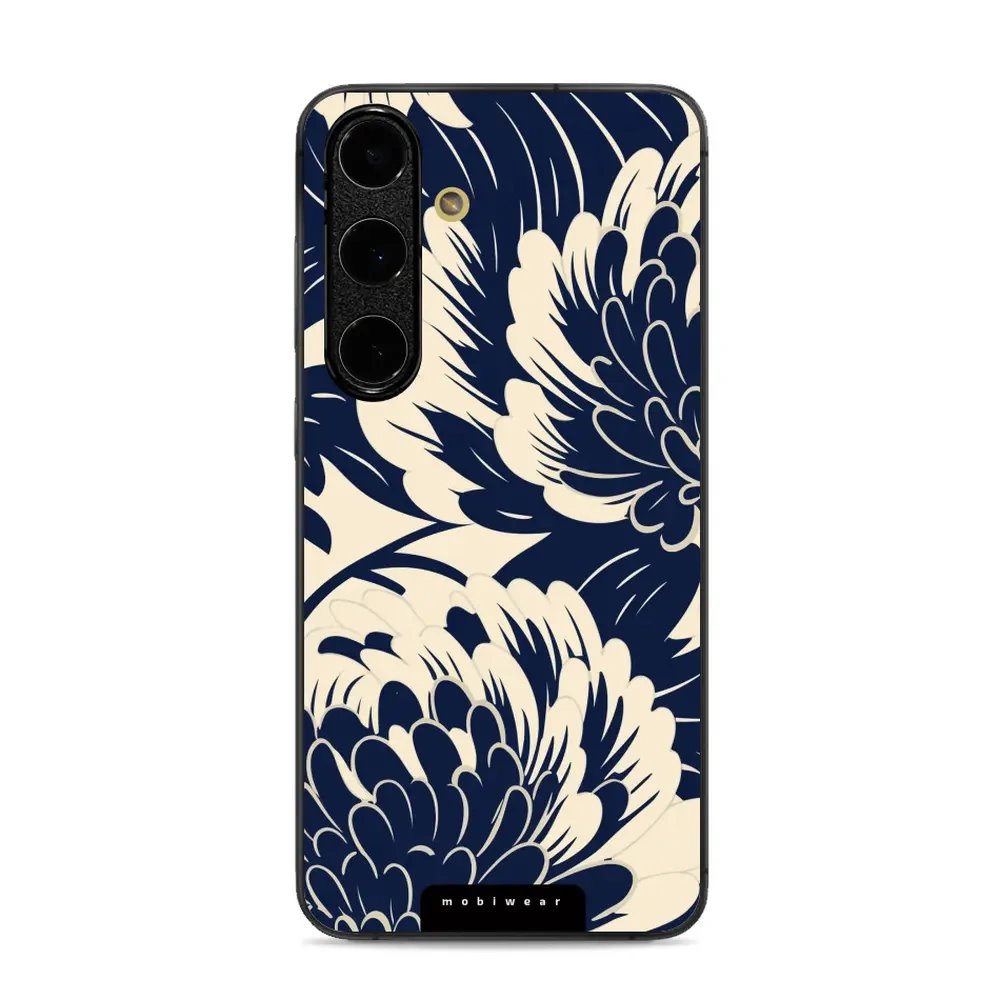 Lesklý kryt Mobiwear Glossy - Samsung Galaxy S24 FE - GA40G Modré a béžové květy