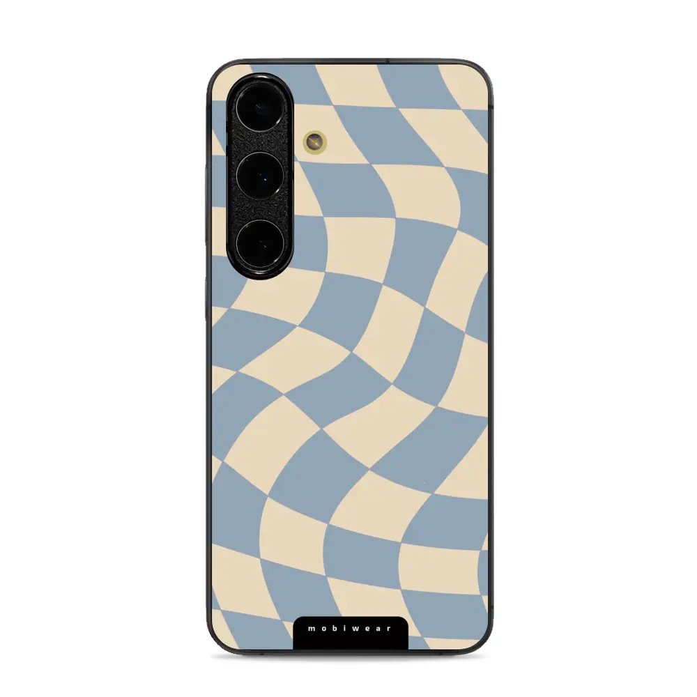 Lesklý kryt Mobiwear Glossy - Samsung Galaxy S24 FE - GA59G Modrá a béžová šachovnice