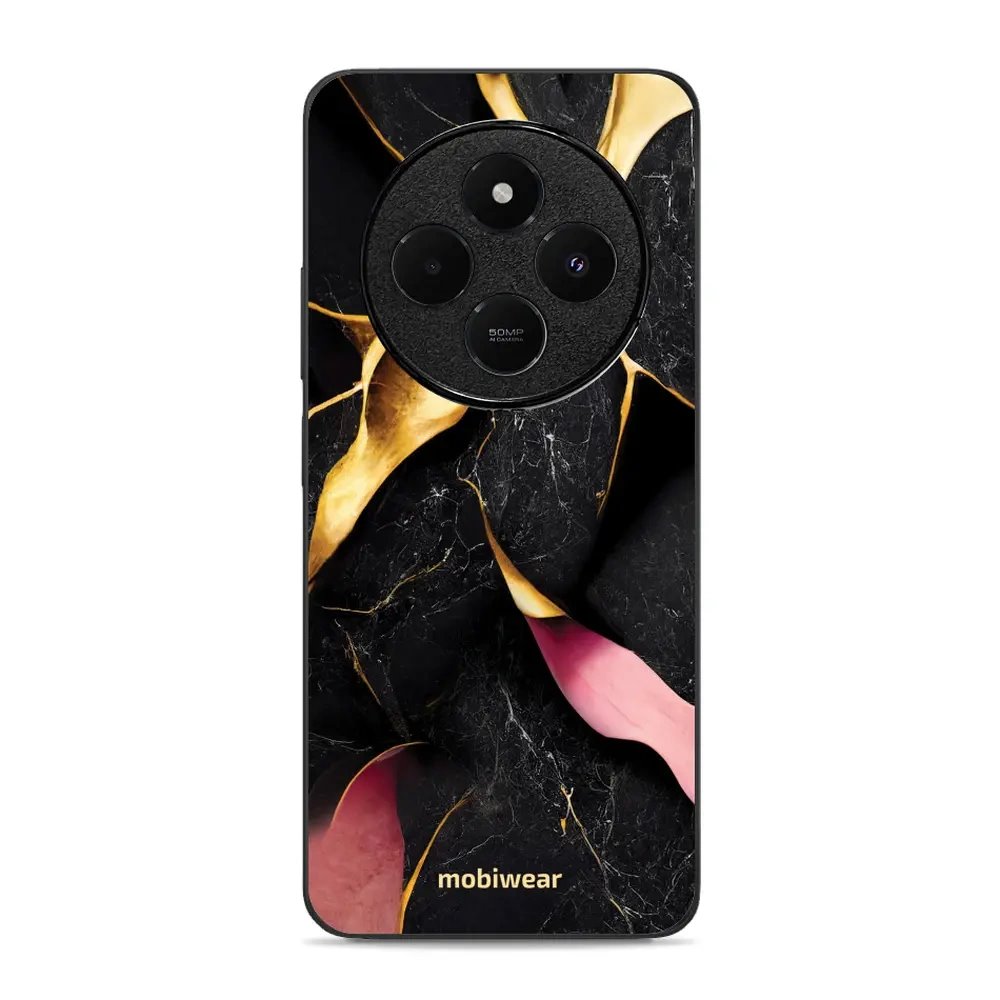 Lesklý kryt Mobiwear Glossy - Xiaomi Redmi 14C / Poco C75 - G021G Černý a zlatavý mramor