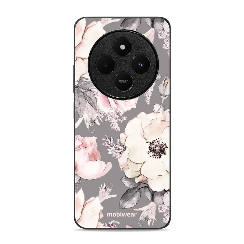 Lesklý kryt Mobiwear Glossy - Xiaomi Redmi 14C / Poco C75 - G034G - Květy na šedém pozadí