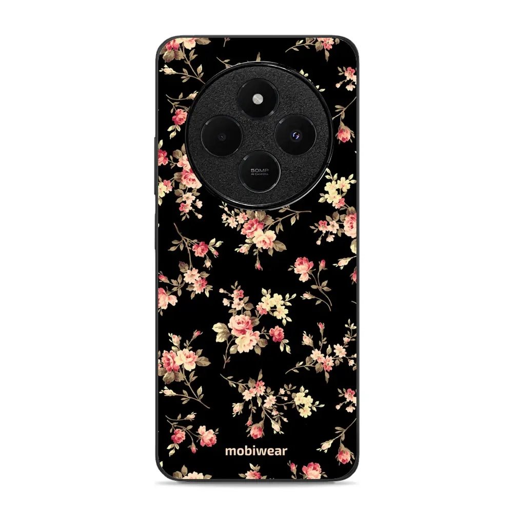 Lesklý kryt Mobiwear Glossy - Xiaomi Redmi 14C / Poco C75 - G039G - Květy na černé