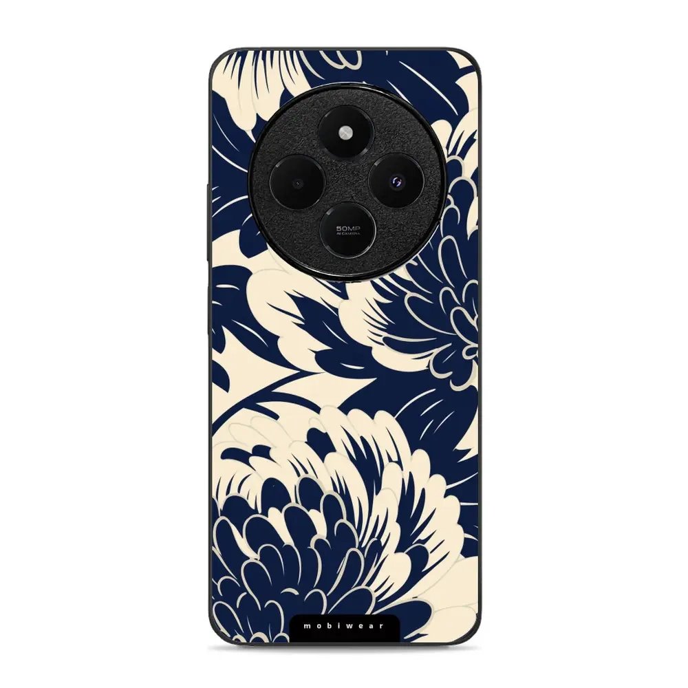 Lesklý kryt Mobiwear Glossy - Xiaomi Redmi 14C / Poco C75 - GA40G Modré a béžové květy