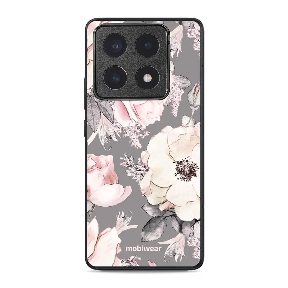 Lesklý kryt Mobiwear Glossy - Xiaomi 14T Pro - G034G - Květy na šedém pozadí