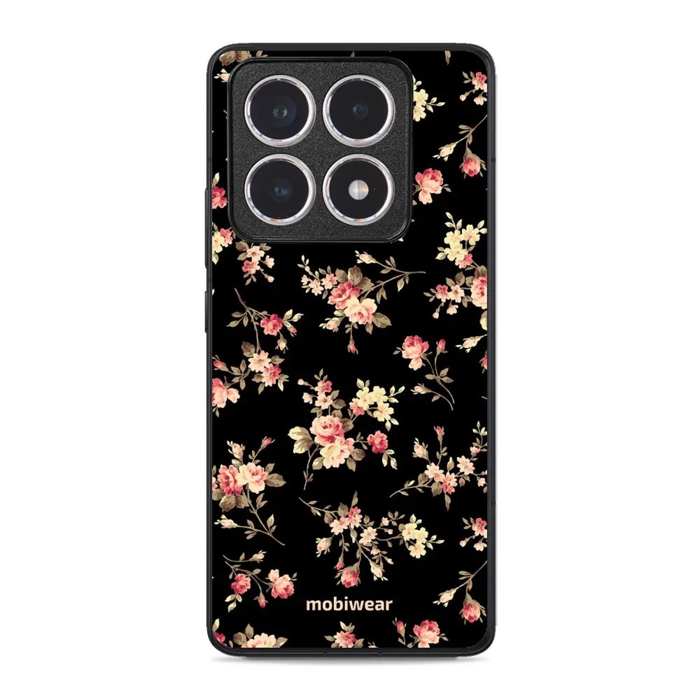 Lesklý kryt Mobiwear Glossy - Xiaomi 14T - G039G - Květy na černé