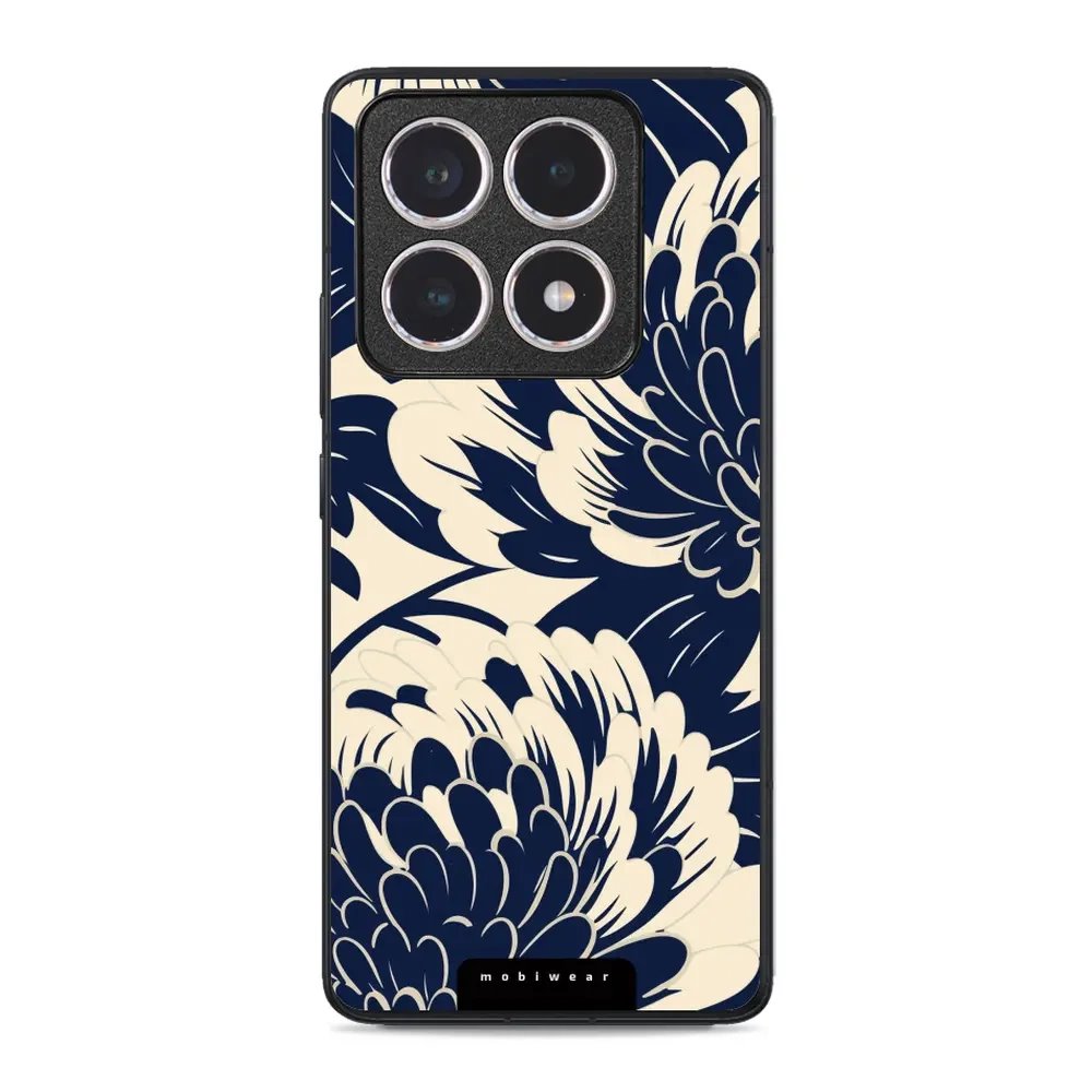 Lesklý kryt Mobiwear Glossy - Xiaomi 14T - GA40G Modré a béžové květy