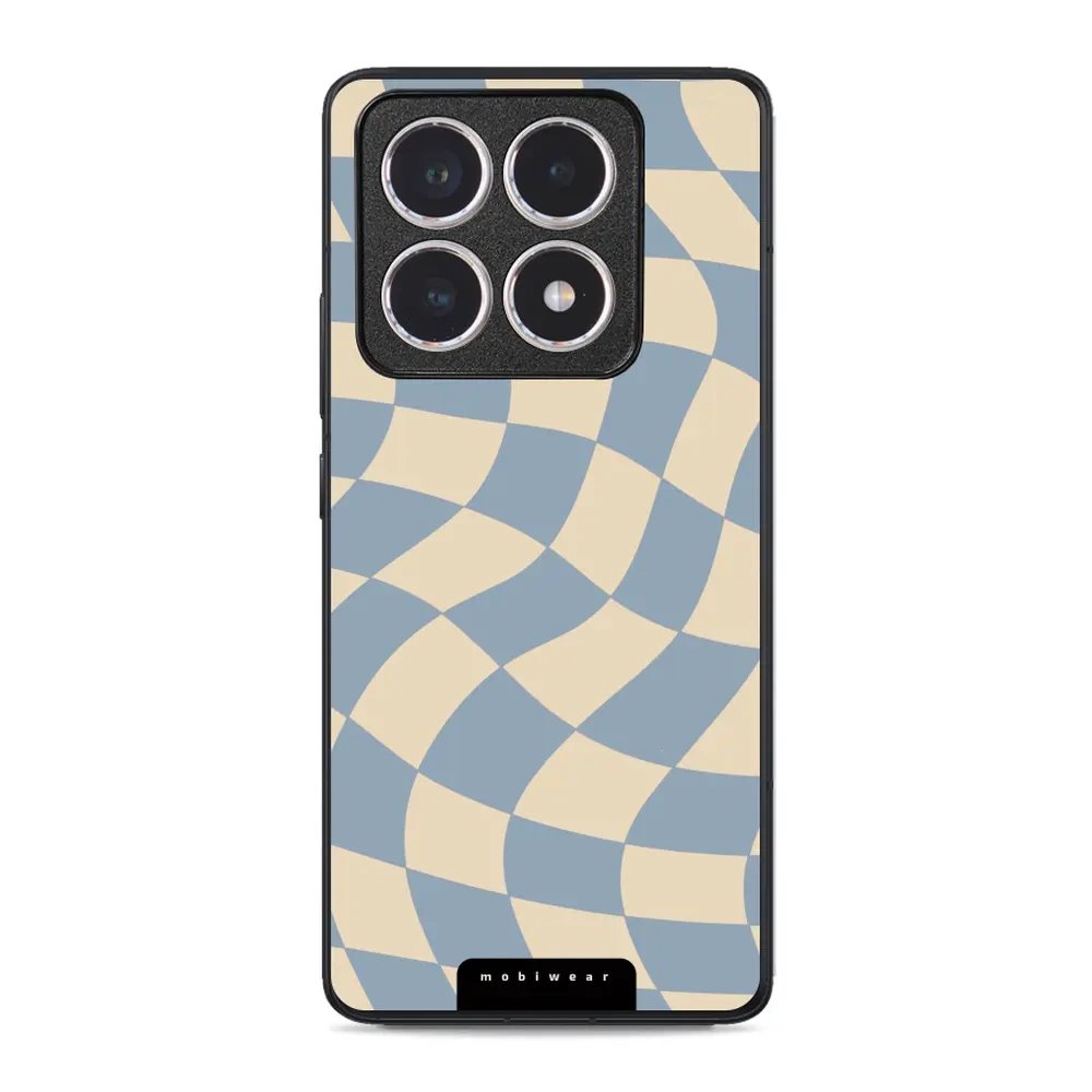Lesklý kryt Mobiwear Glossy - Xiaomi 14T - GA59G Modrá a béžová šachovnice