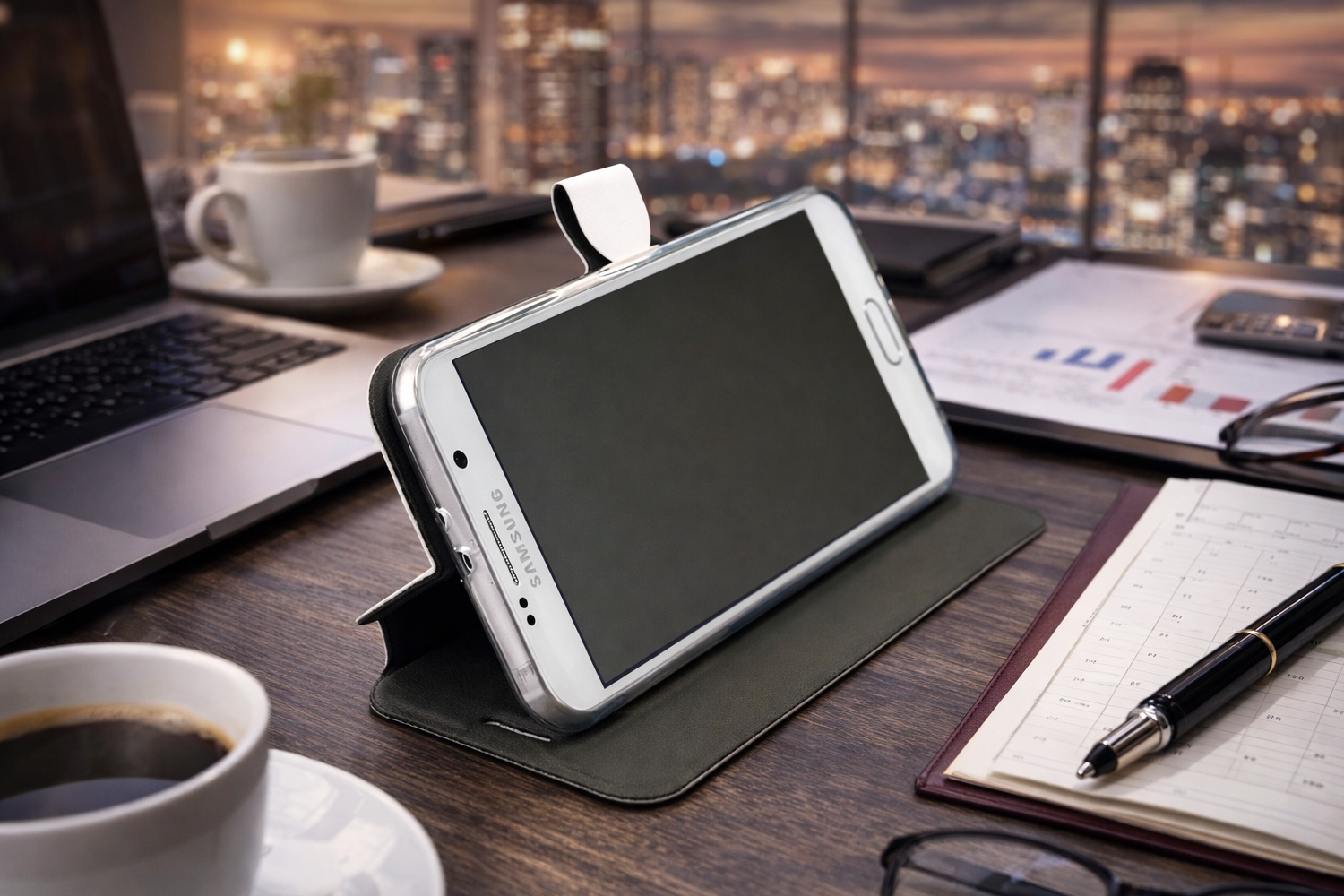 Kožené flip pouzdro Mobiwear - Samsung Galaxy S25 Ultra - Černé