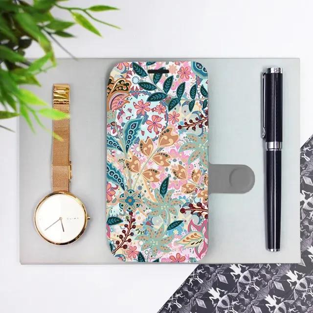 Flip pouzdro na mobil Honor 600 Lite - Mobiwear MX04S, spletité kvítky a listy