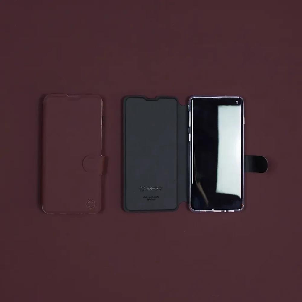 Flipové pouzdro Mobiwear Semiš - Samsung Galaxy A05s - Bordové & Černé
