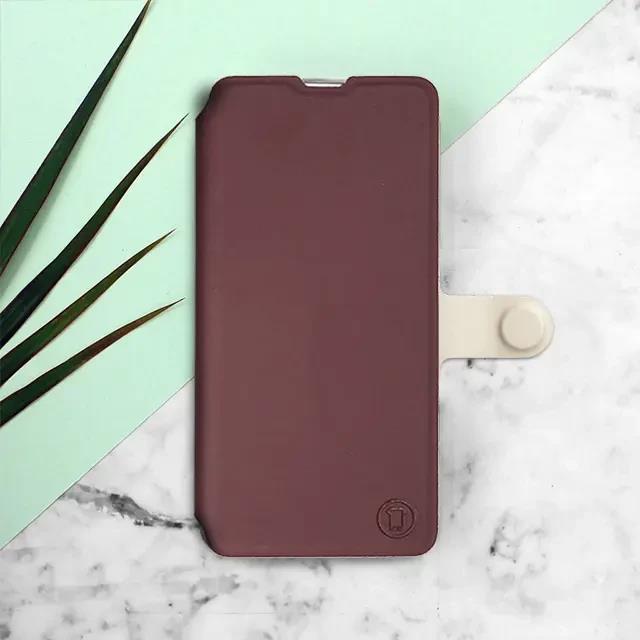 Flip pouzdro Mobiwear Semiš na mobil Vivo V70 FE - bordové & béžové