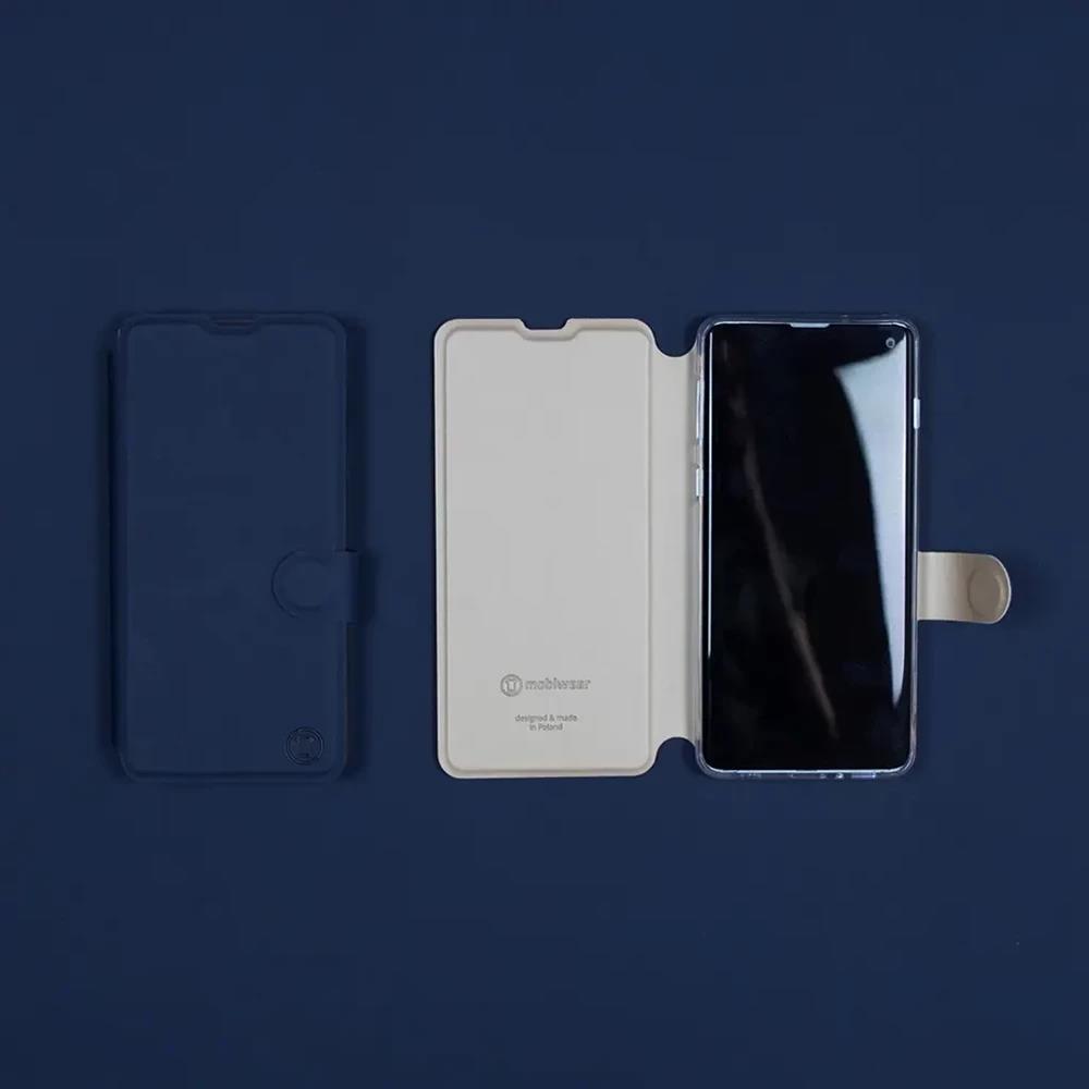 Flip pouzdro Mobiwear Semiš na mobil Vivo V70 FE - modré & béžové