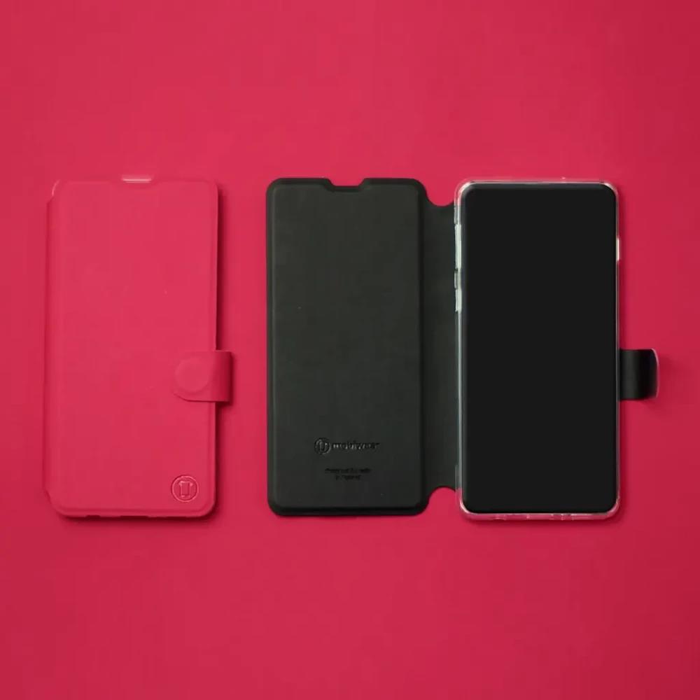 Flipové pouzdro Mobiwear Semiš - Xiaomi Redmi 14C / Poco C75 - Rudé  & Černé