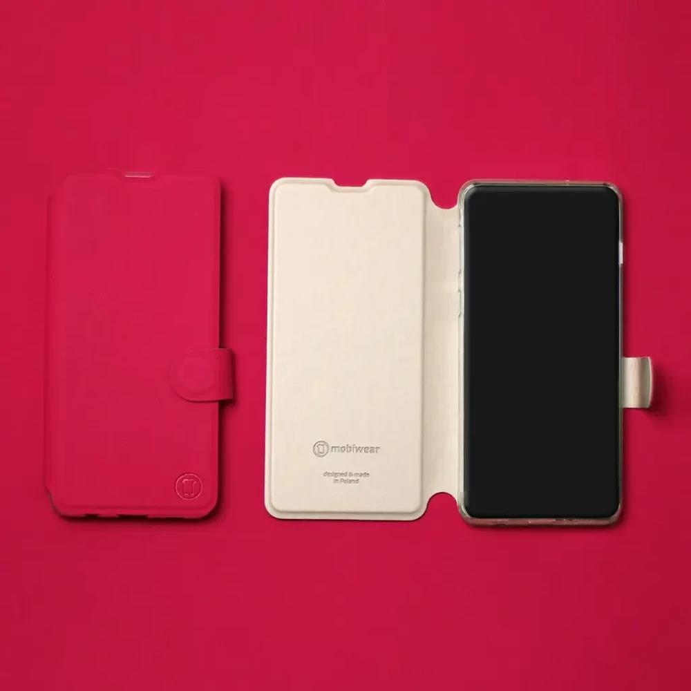 Flip pouzdro Mobiwear Semiš na mobil Vivo V70 FE - rudé & béžové