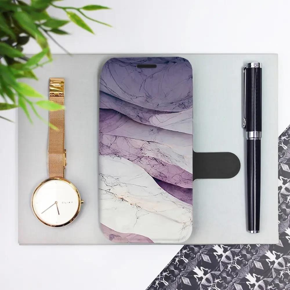 Flip pouzdro na mobil Honor 600 Lite - Mobiwear VP31S, bílý a fialový mramor