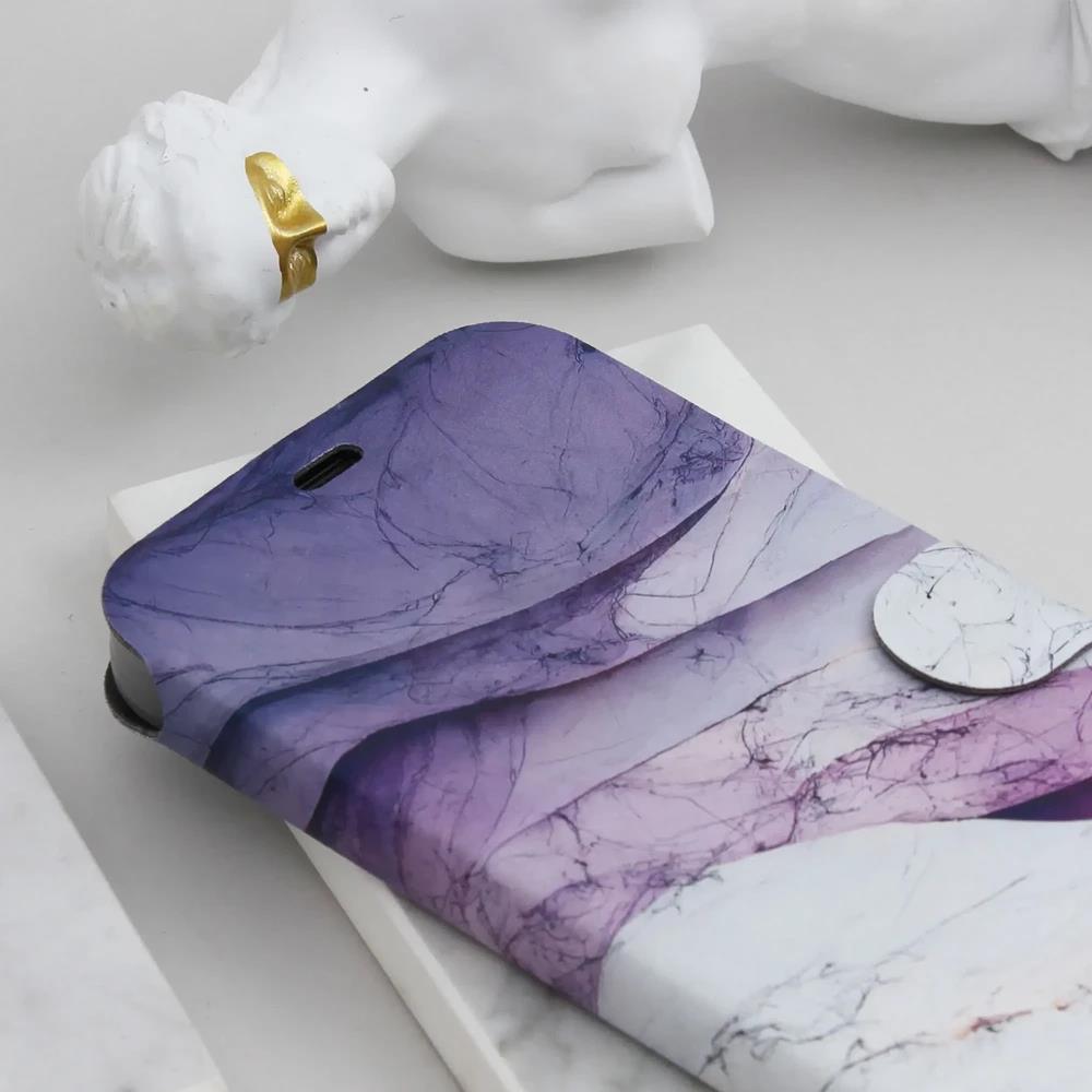 Flip pouzdro na mobil Honor 600 Lite - Mobiwear VP31S, bílý a fialový mramor