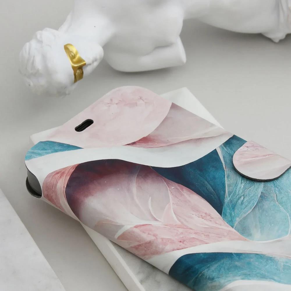 Flip pouzdro na mobil Motorola Moto G57 Power - Mobiwear VP33S, růžový a zelenkavý mramor