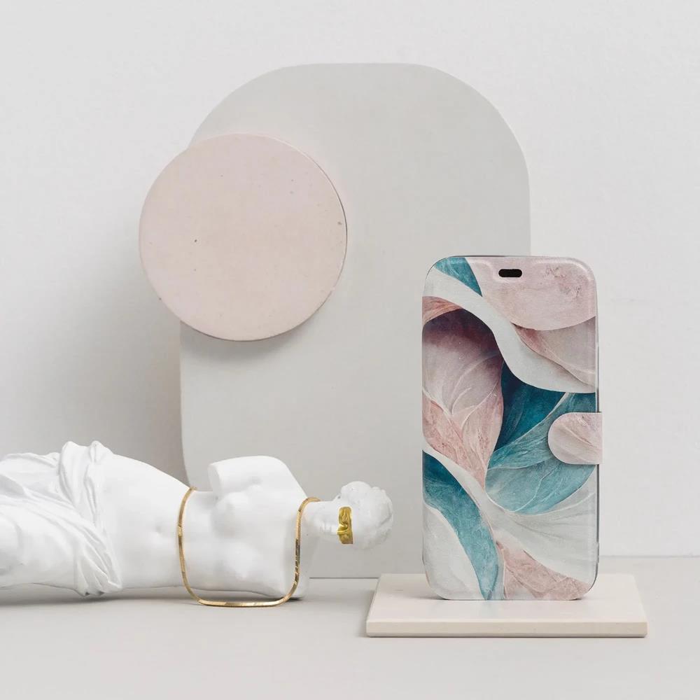 Flip pouzdro na mobil Motorola Moto G57 Power - Mobiwear VP33S, růžový a zelenkavý mramor