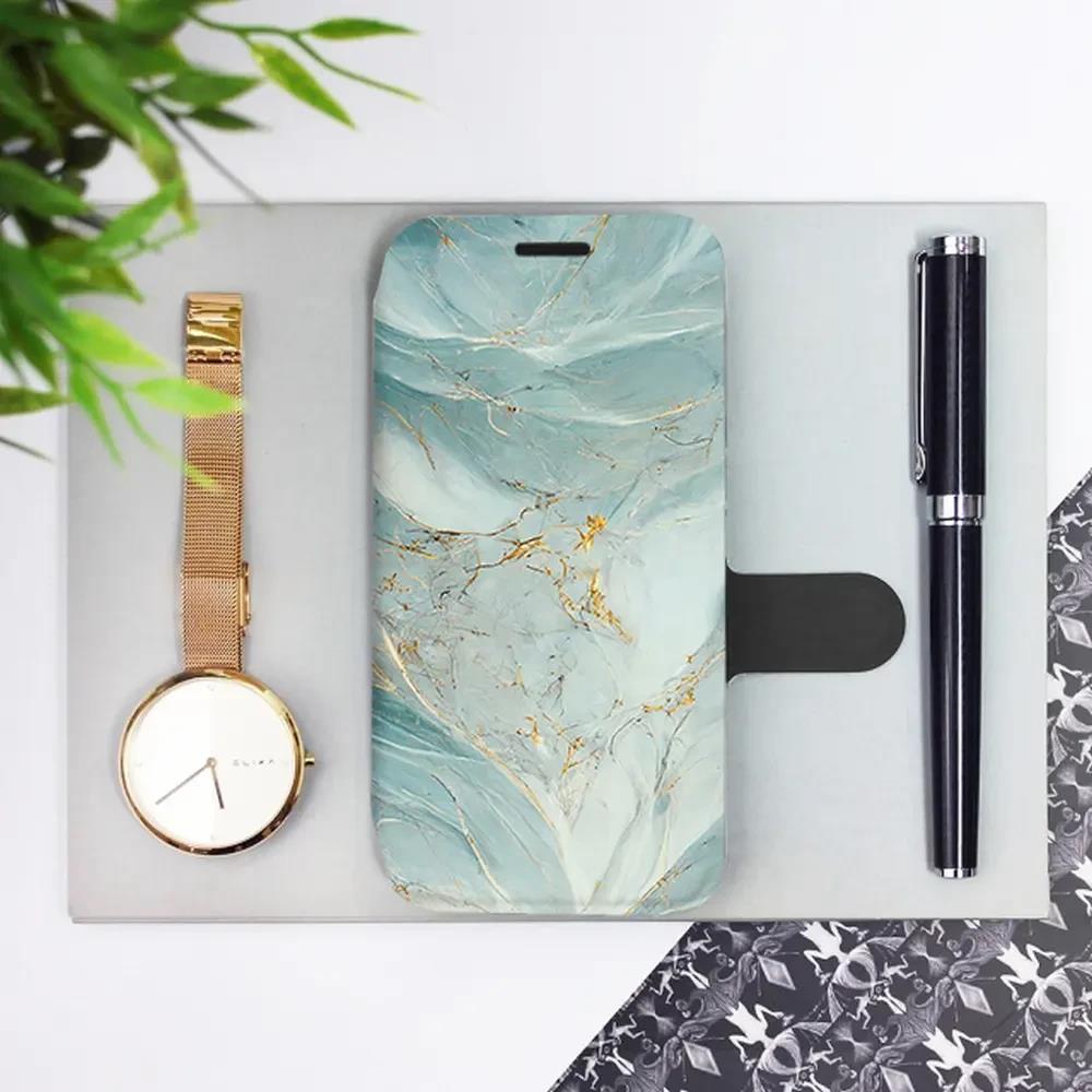 Flipové pouzdro Mobiwear - Samsung Galaxy S25 Ultra - VP34S Zelenkavý a zlatavý mramor