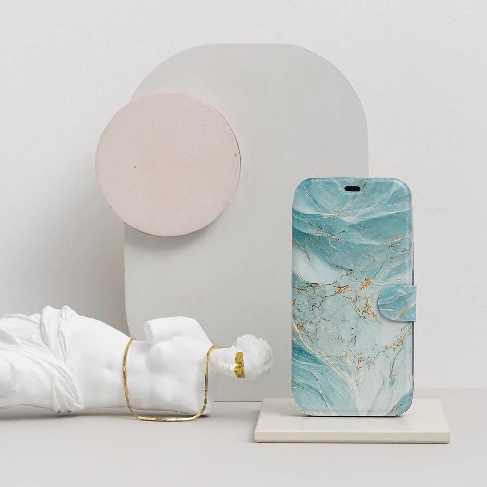 Flipové pouzdro Mobiwear - Samsung Galaxy S25 Ultra - VP34S Zelenkavý a zlatavý mramor