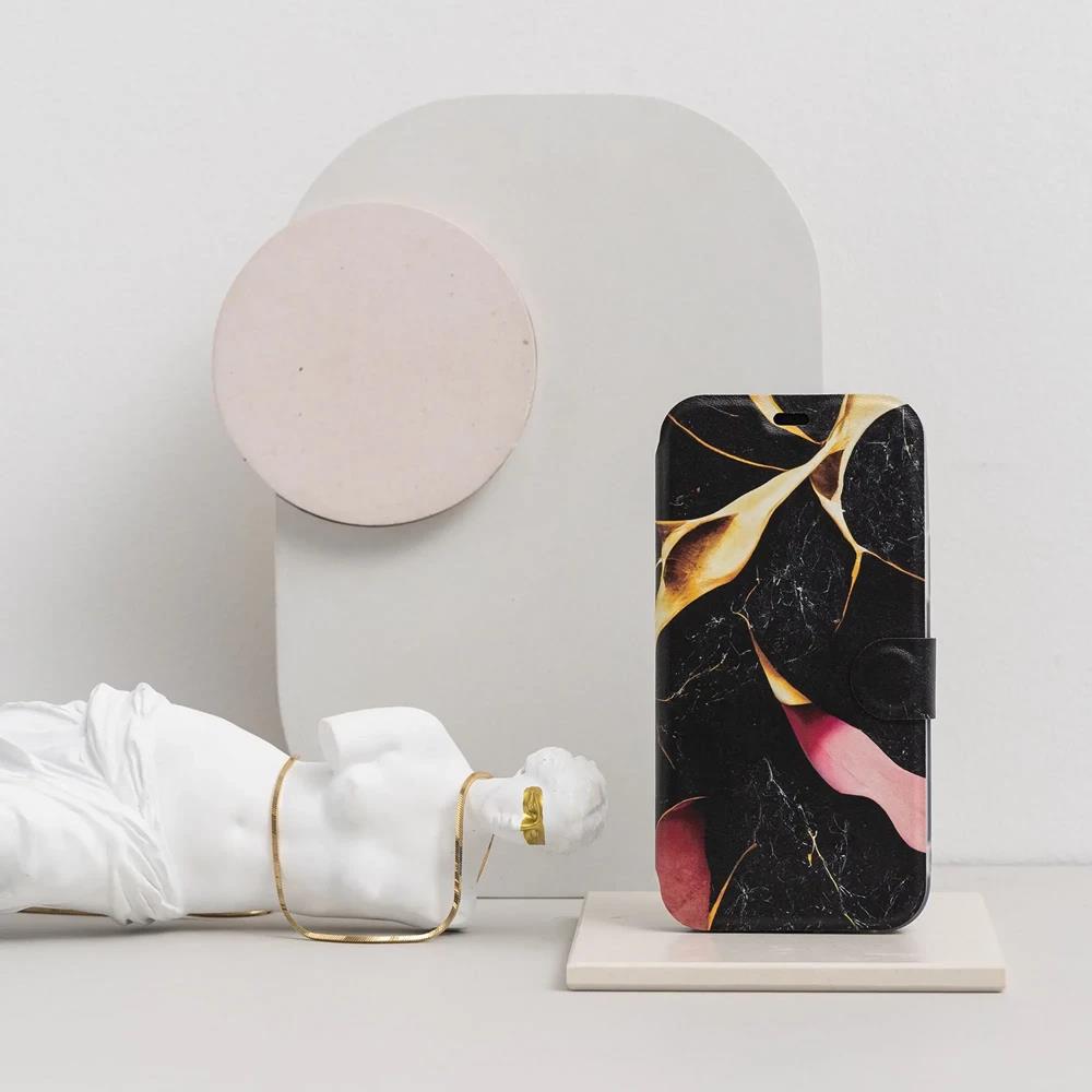 Flipové pouzdro Mobiwear - Samsung Galaxy S25 Ultra - VP35S Černý a zlatavý mramor