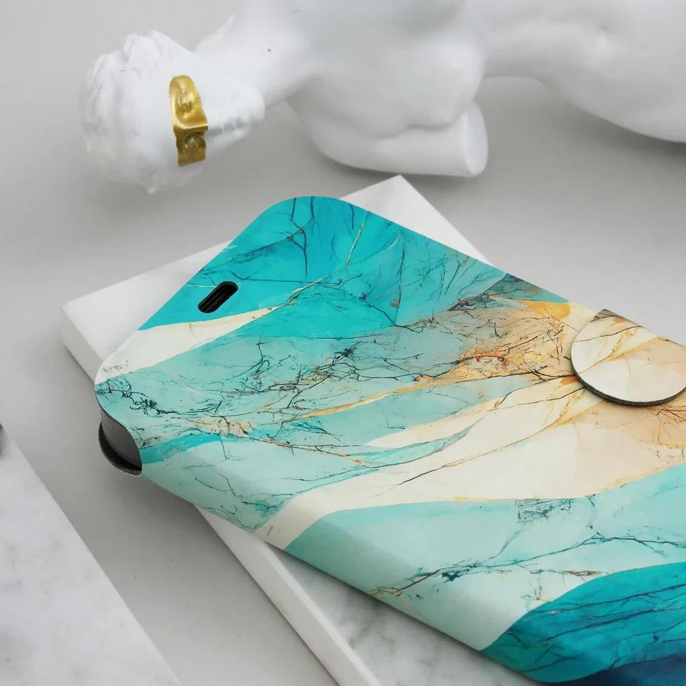 Flip pouzdro Mobiwear na mobil Samsung Galaxy S26 - VP37S, zlatavý a zelenkavý mramor