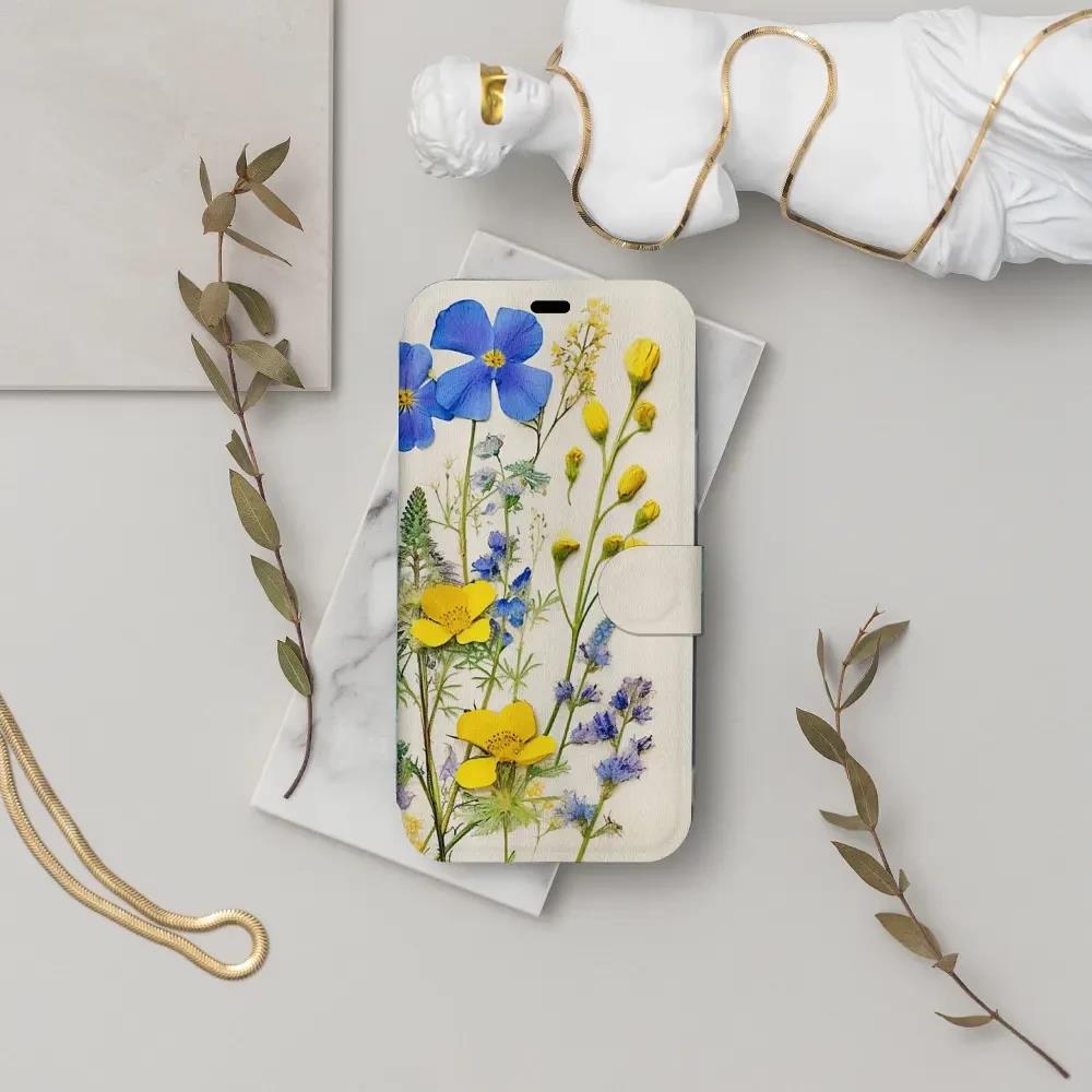 Flip pouzdro na mobil Honor 600 Lite - Mobiwear VP41S, modré a žluté kvítky