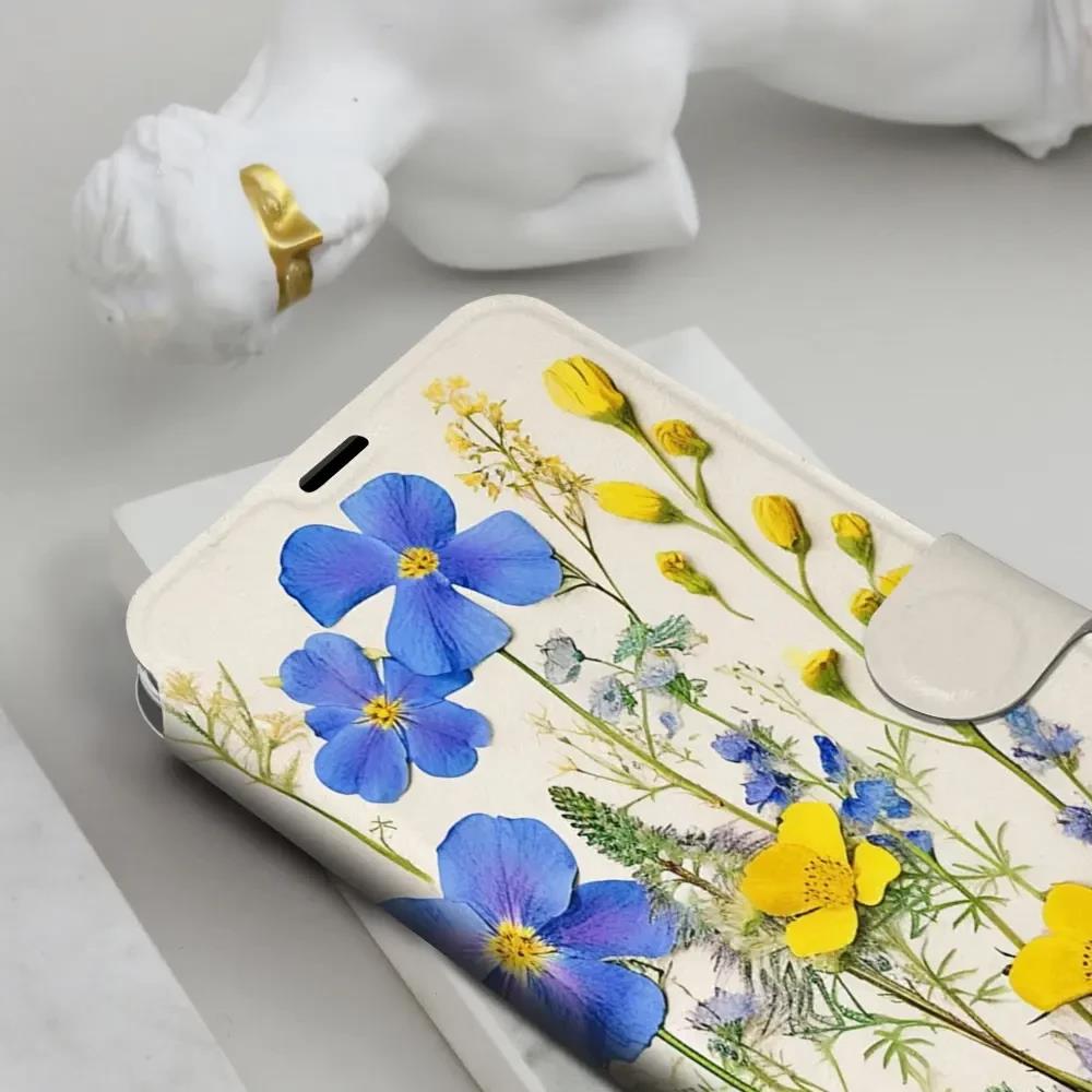 Flip pouzdro na mobil Honor 600 Lite - Mobiwear VP41S, modré a žluté kvítky