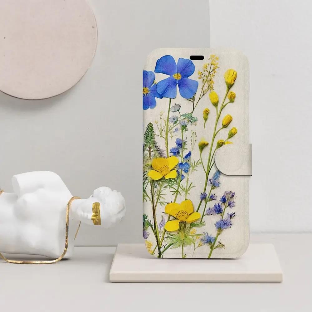 Flip pouzdro na mobil Honor 600 Lite - Mobiwear VP41S, modré a žluté kvítky