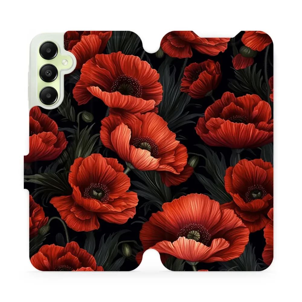 Flipové pouzdro Mobiwear - Samsung Galaxy A05s - VP45S Temné červené květy