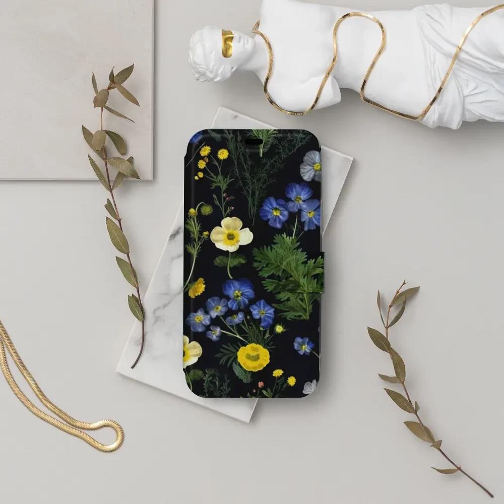 Flip pouzdro na mobil Honor 600 Lite - Mobiwear VP47S, kvítky v černé