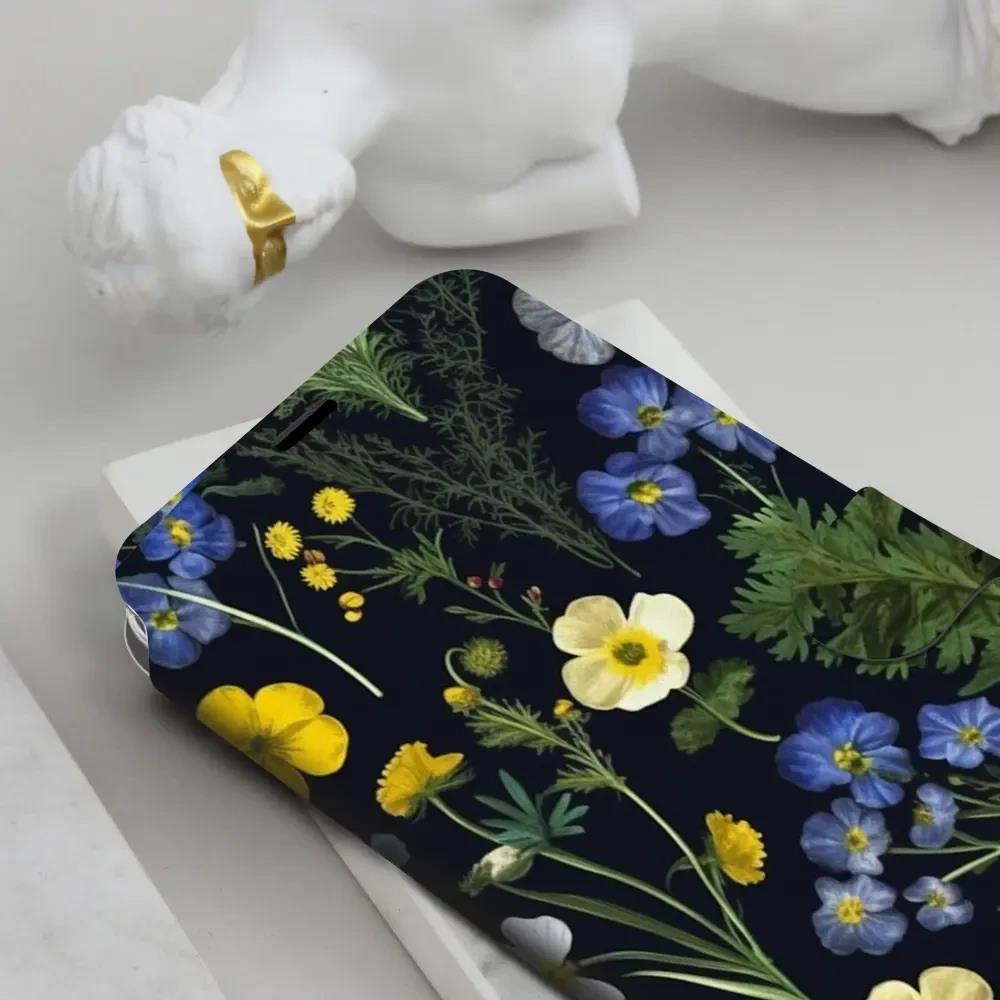 Flip pouzdro na mobil Honor 600 Lite - Mobiwear VP47S, kvítky v černé