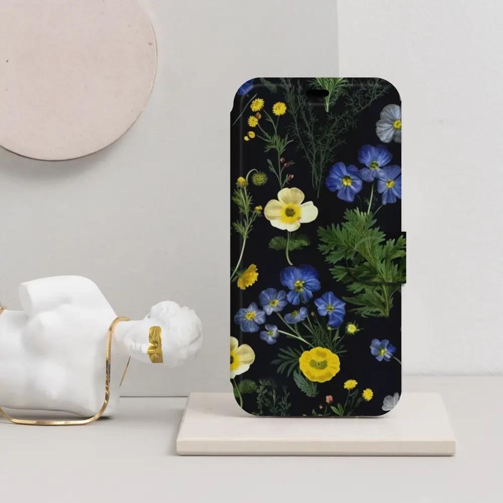 Flip pouzdro na mobil Honor 600 Lite - Mobiwear VP47S, kvítky v černé