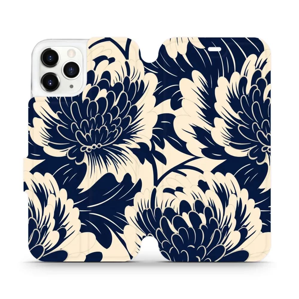 Flipové pouzdro Mobiwear - Apple iPhone 11 Pro - VA40S Modré a béžové květy