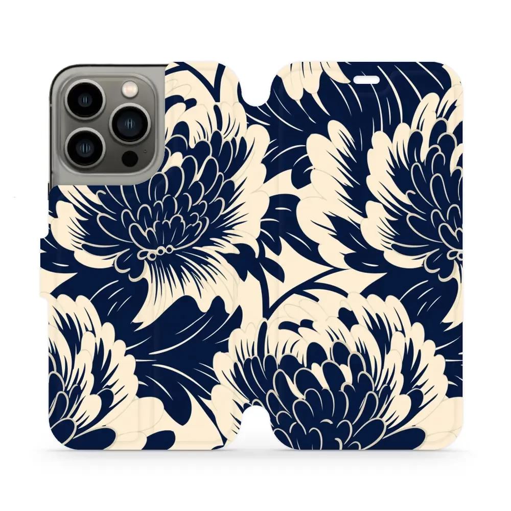Flipové pouzdro Mobiwear - Apple iPhone 13 Pro - VA40S Modré a béžové květy