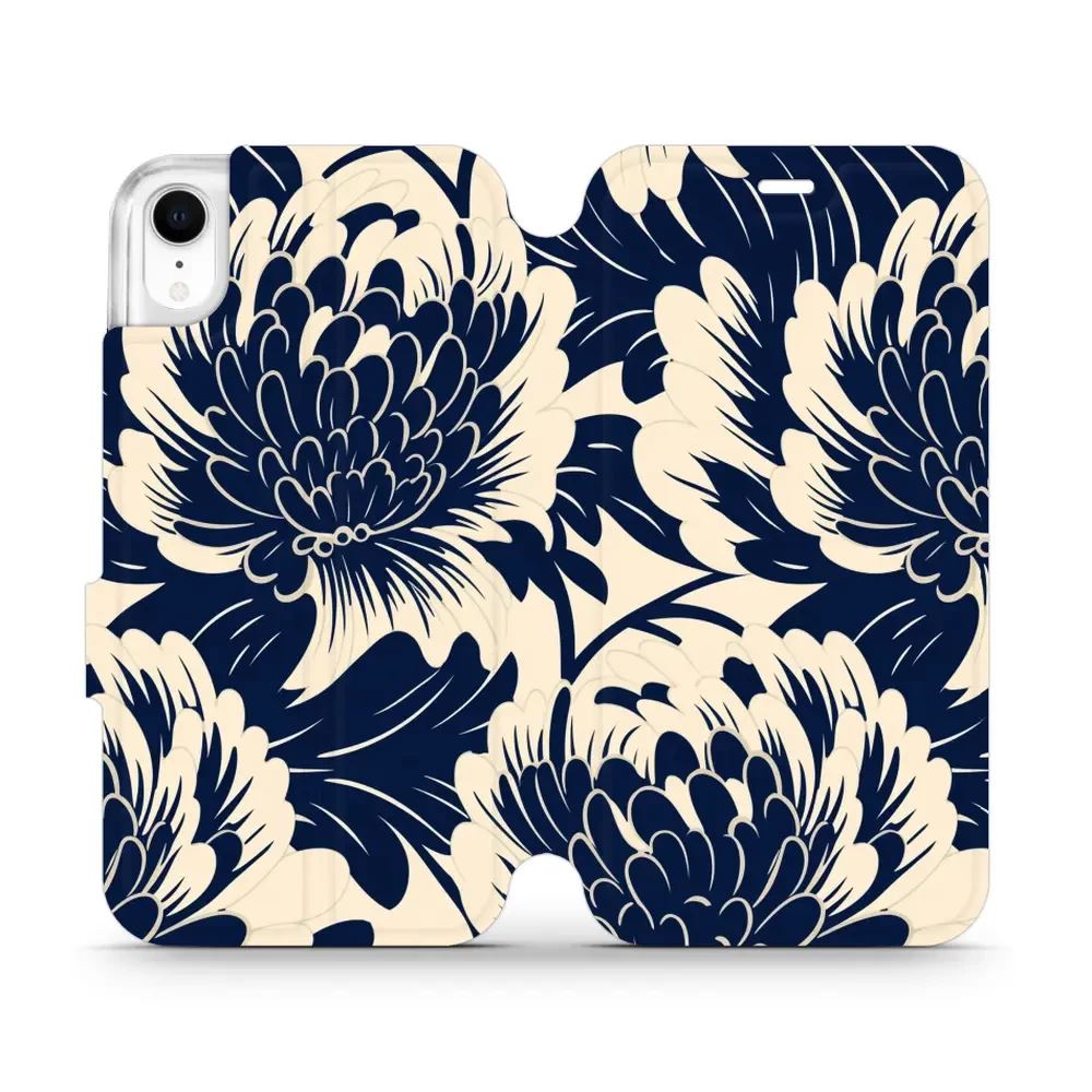 Flipové pouzdro Mobiwear - Apple iPhone XR - VA40S Modré a béžové květy