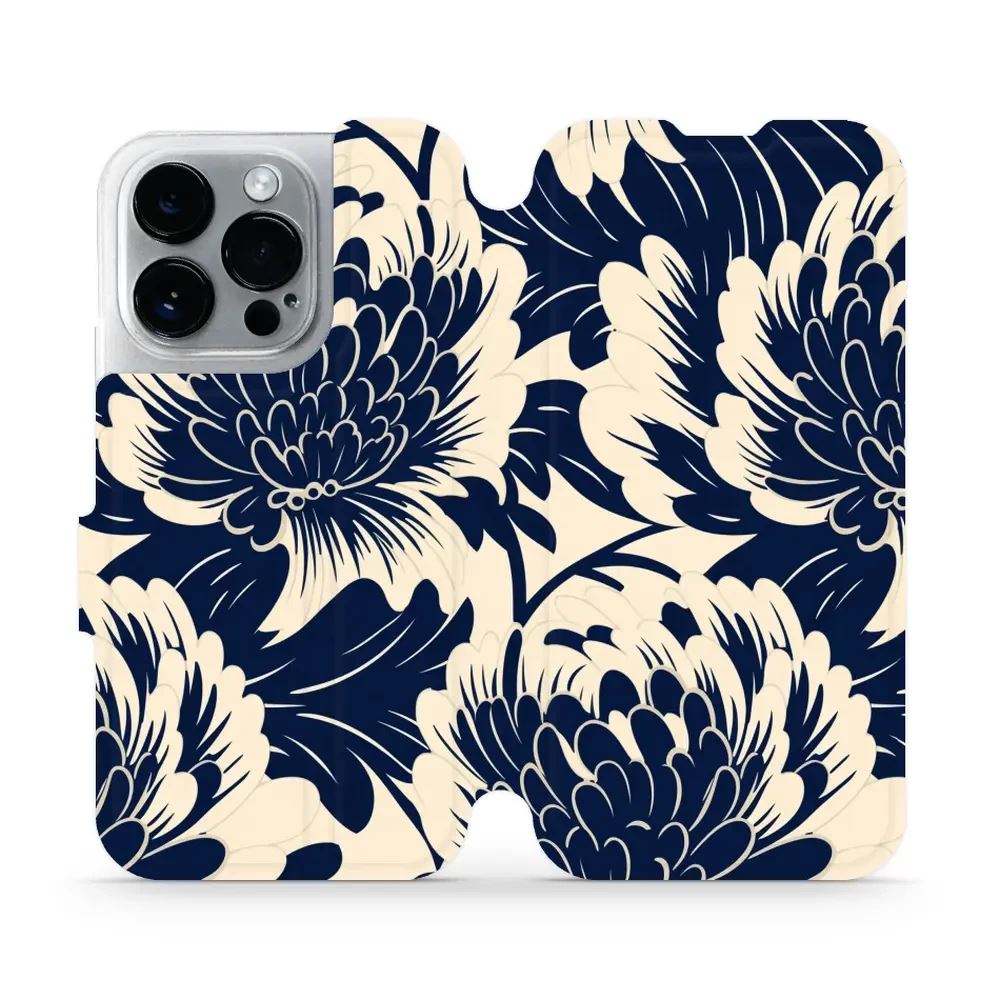 Flipové pouzdro Mobiwear - Apple iPhone 14 Pro - VA40S Modré a béžové květy